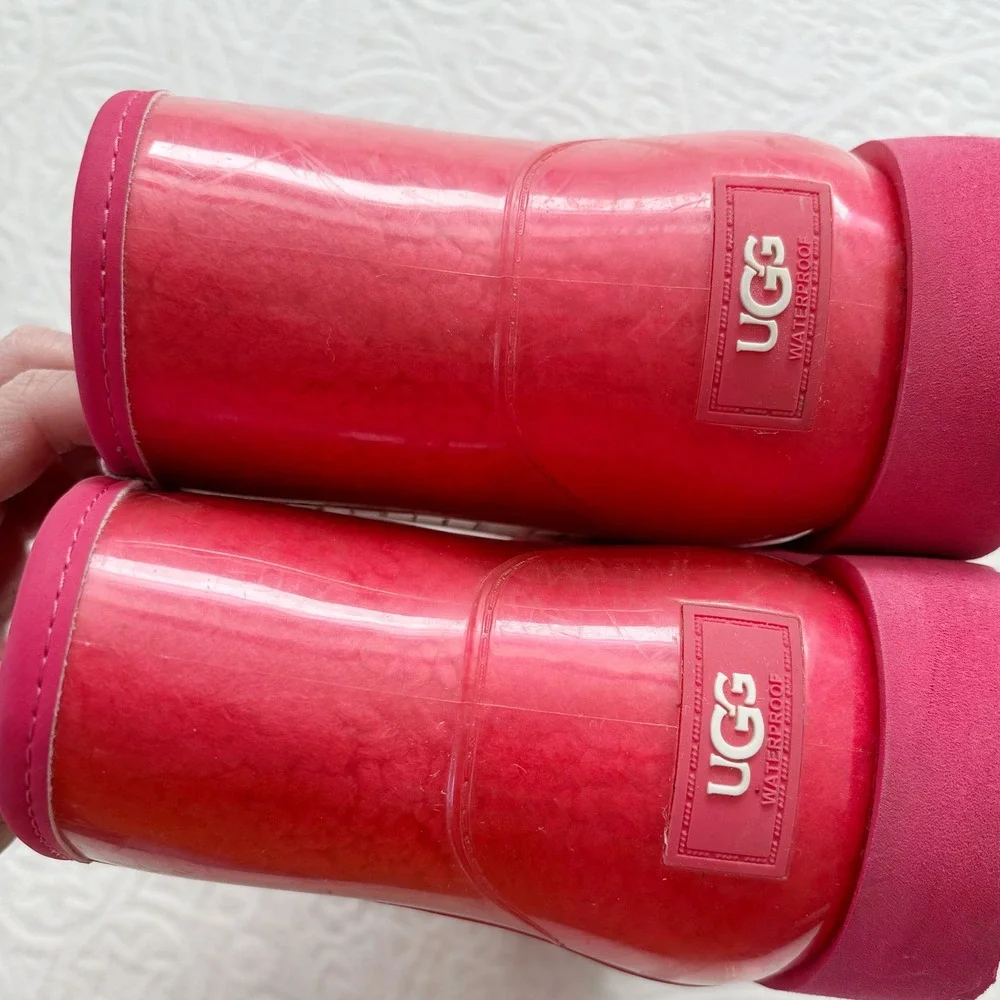 UGG Classic Clear Waterproof Mini Boot, Hibiscus Pink‎ Sz 6